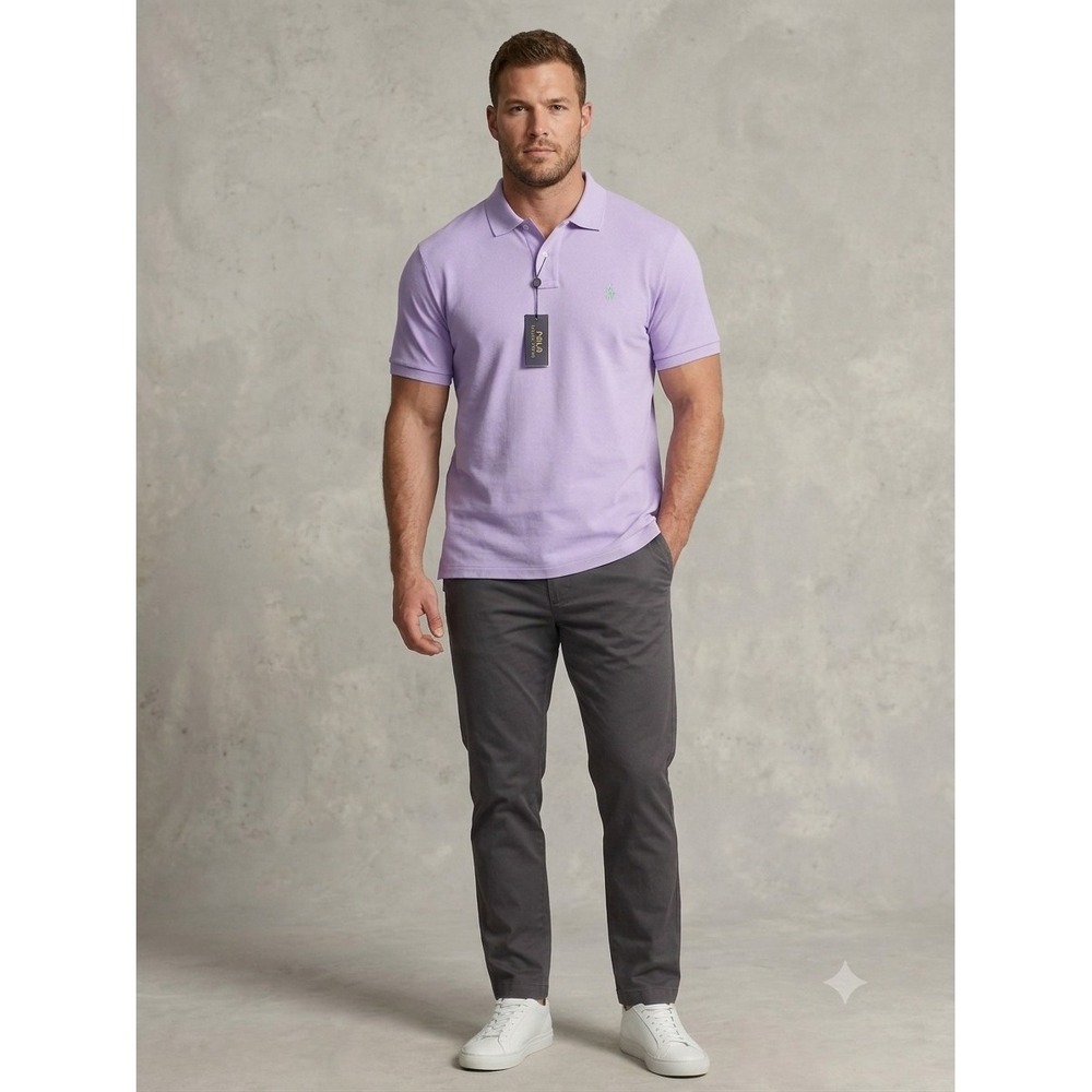 Polo Ralph Lauren Classic Fit Solid Cotton Mesh Polo Shirt Purple Pony XXL NWT
